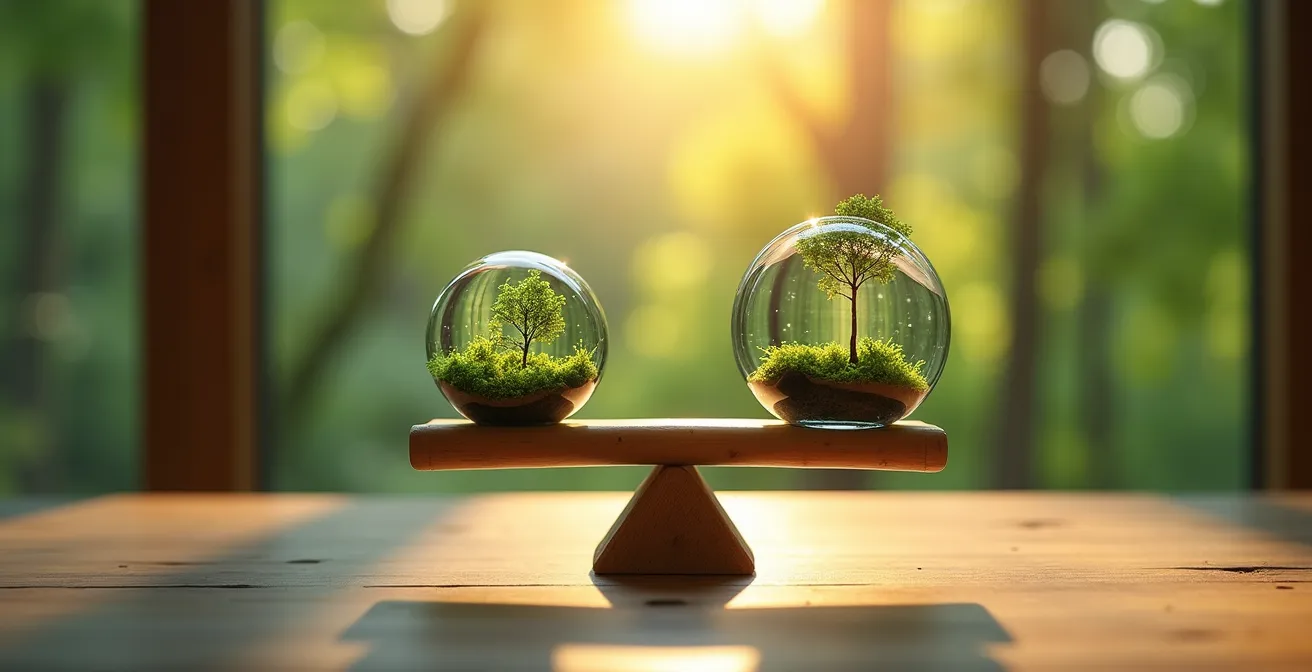 Visual representation of carbon offset certification process with verification checkpoints