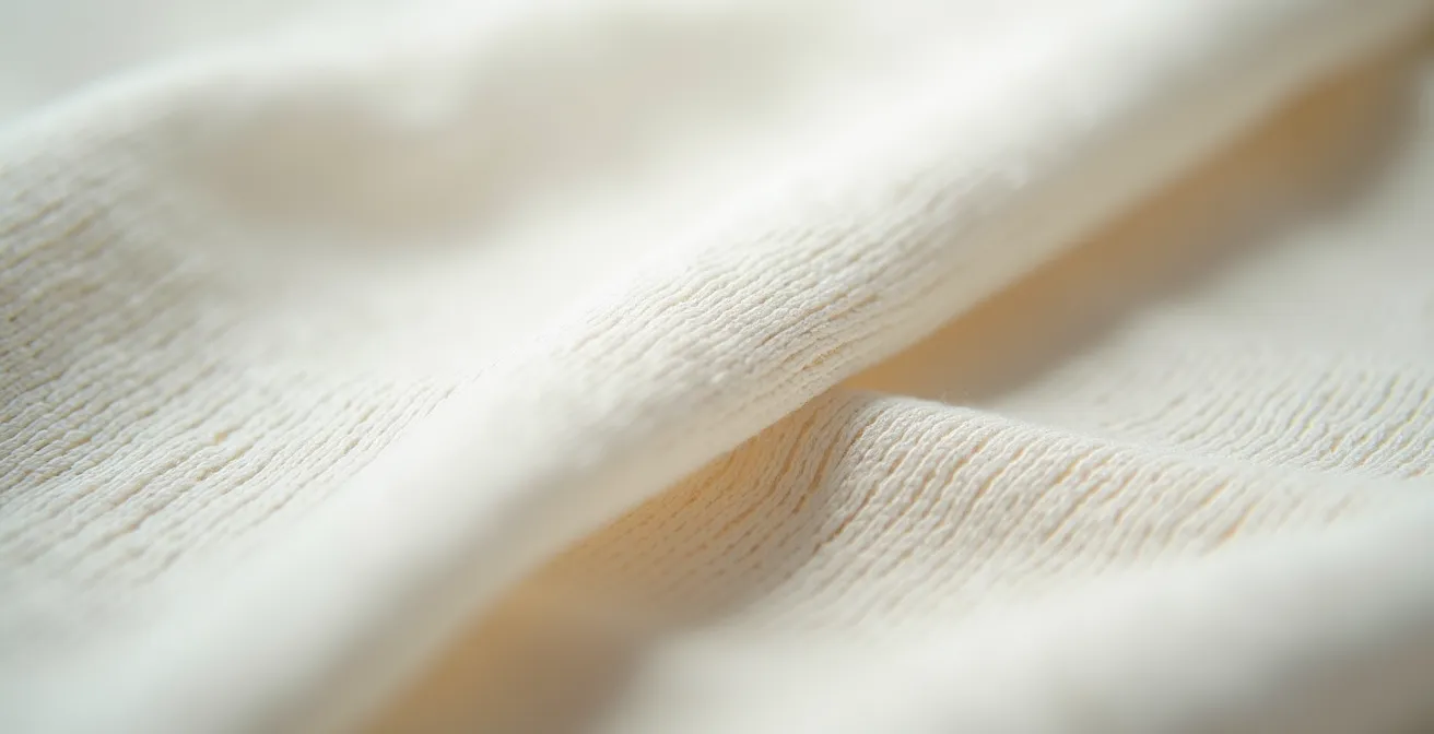 Extreme close-up of high-quality fabric stitching and fiber structure