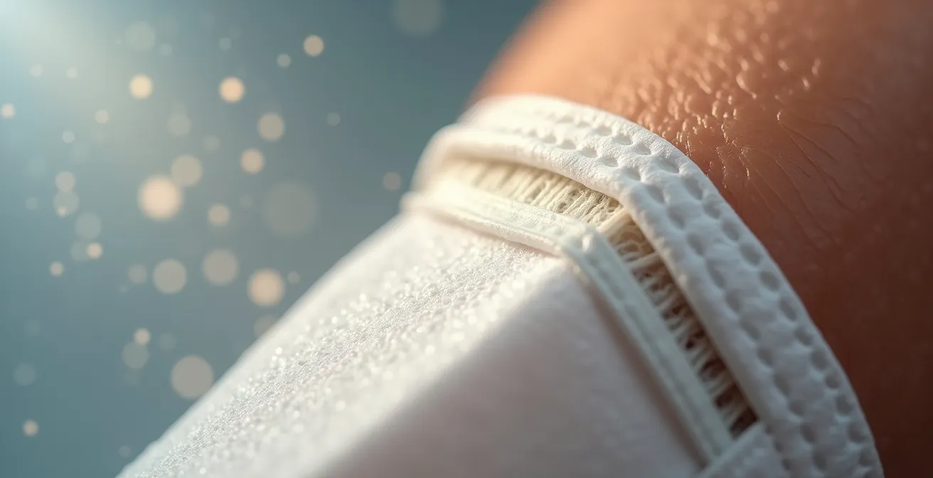 Close-up macro shot of N95 mask edge seal against skin showing proper fit