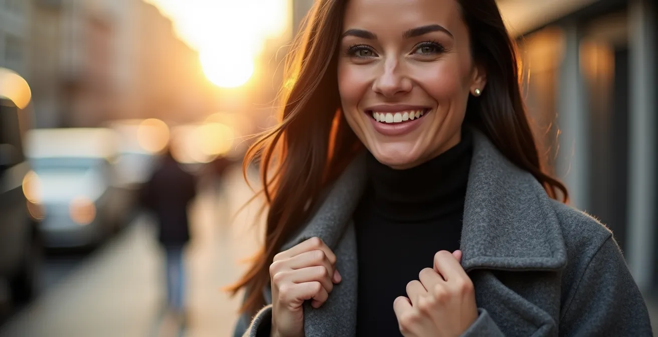 Fashion demonstration of fitted and oversized clothing balance