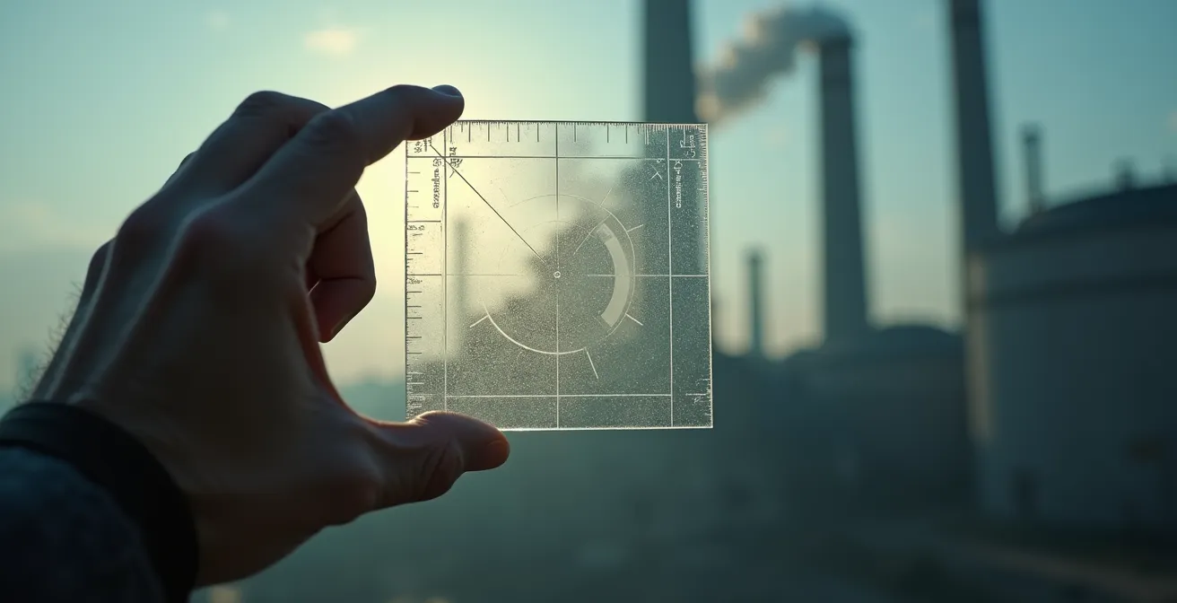 Close-up of opacity measurement technique using visual comparison method